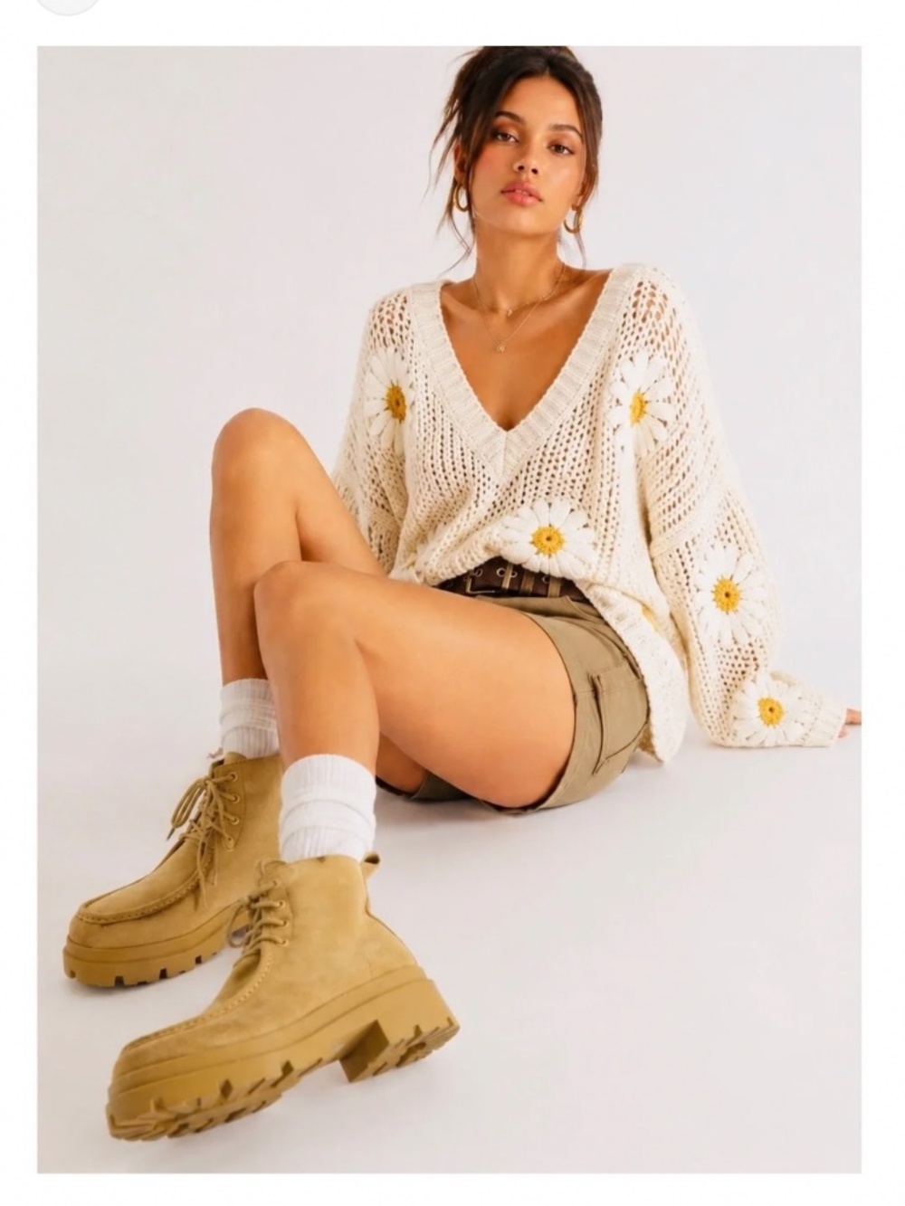 ZARA Lined Split Leather Suede Fur Lined Lug Sole Ankle Boots Tan Size 40